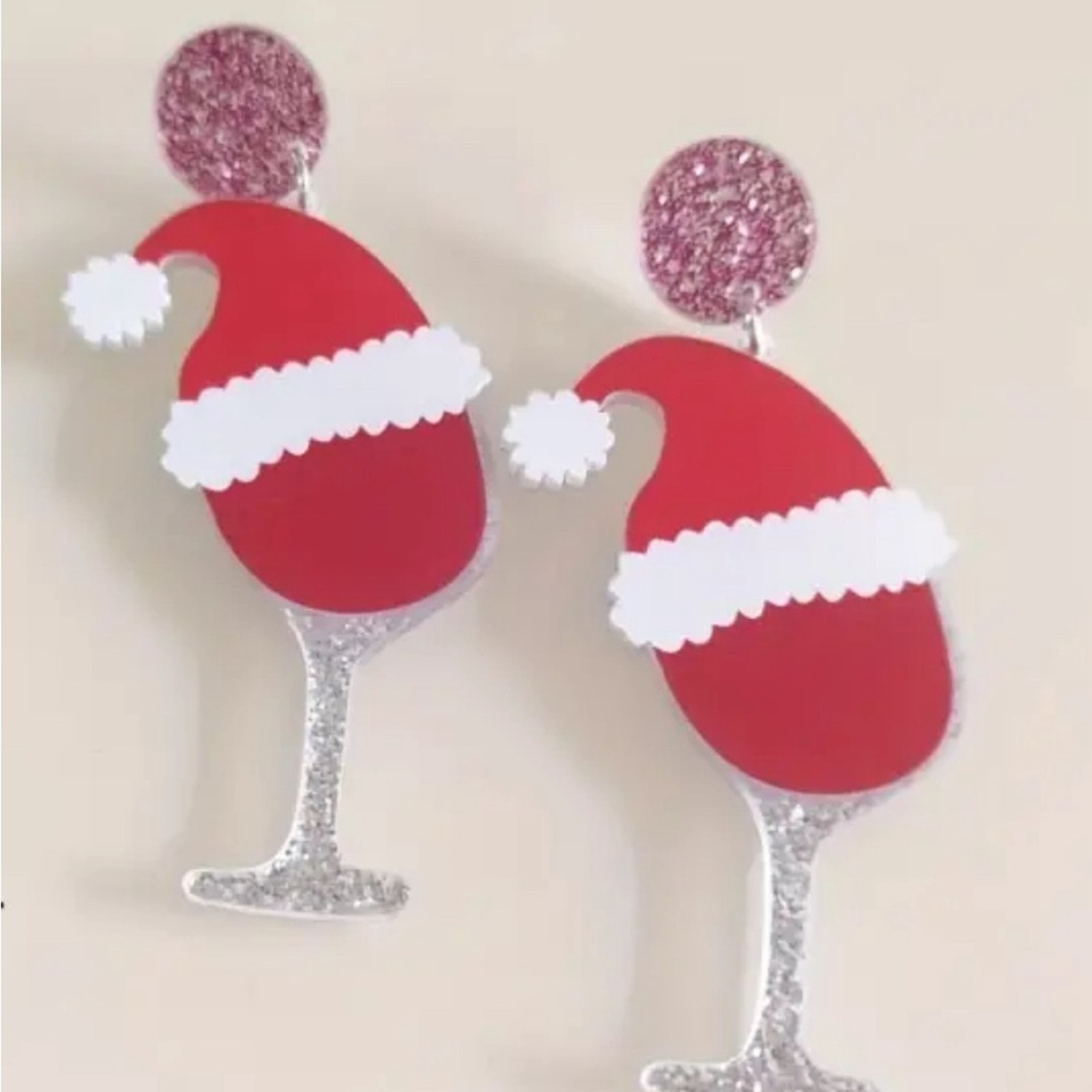 Acrylic Wine Christmas Earrings